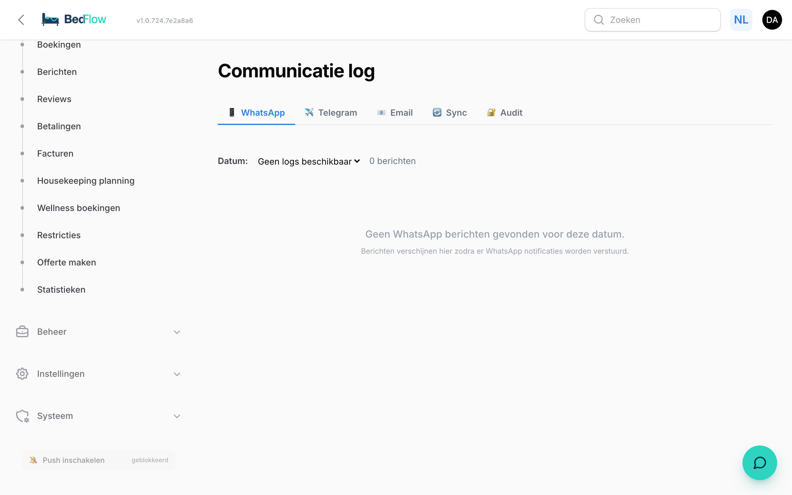 Communicatie-log met emails, WhatsApp- en Telegram-berichten