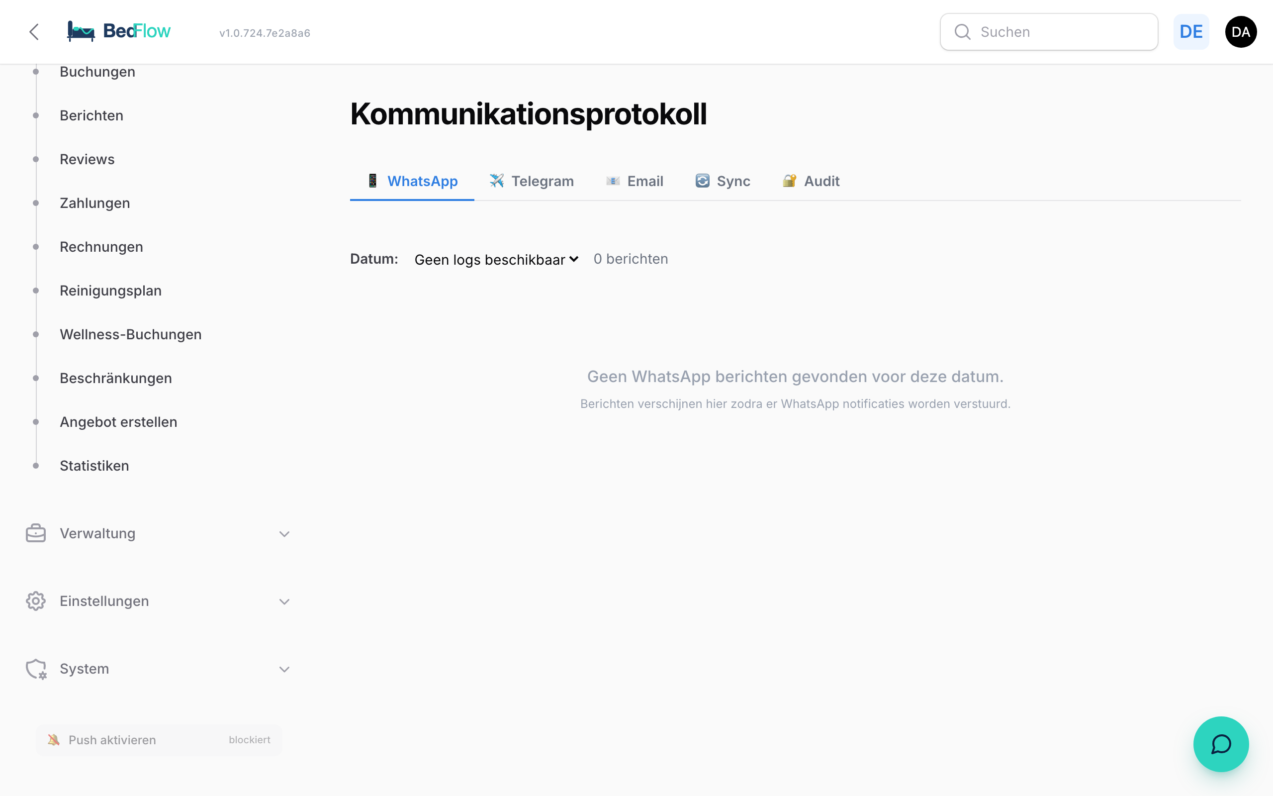 Kommunikationsprotokoll mit E-Mails, WhatsApp- und Telegram-Nachrichten