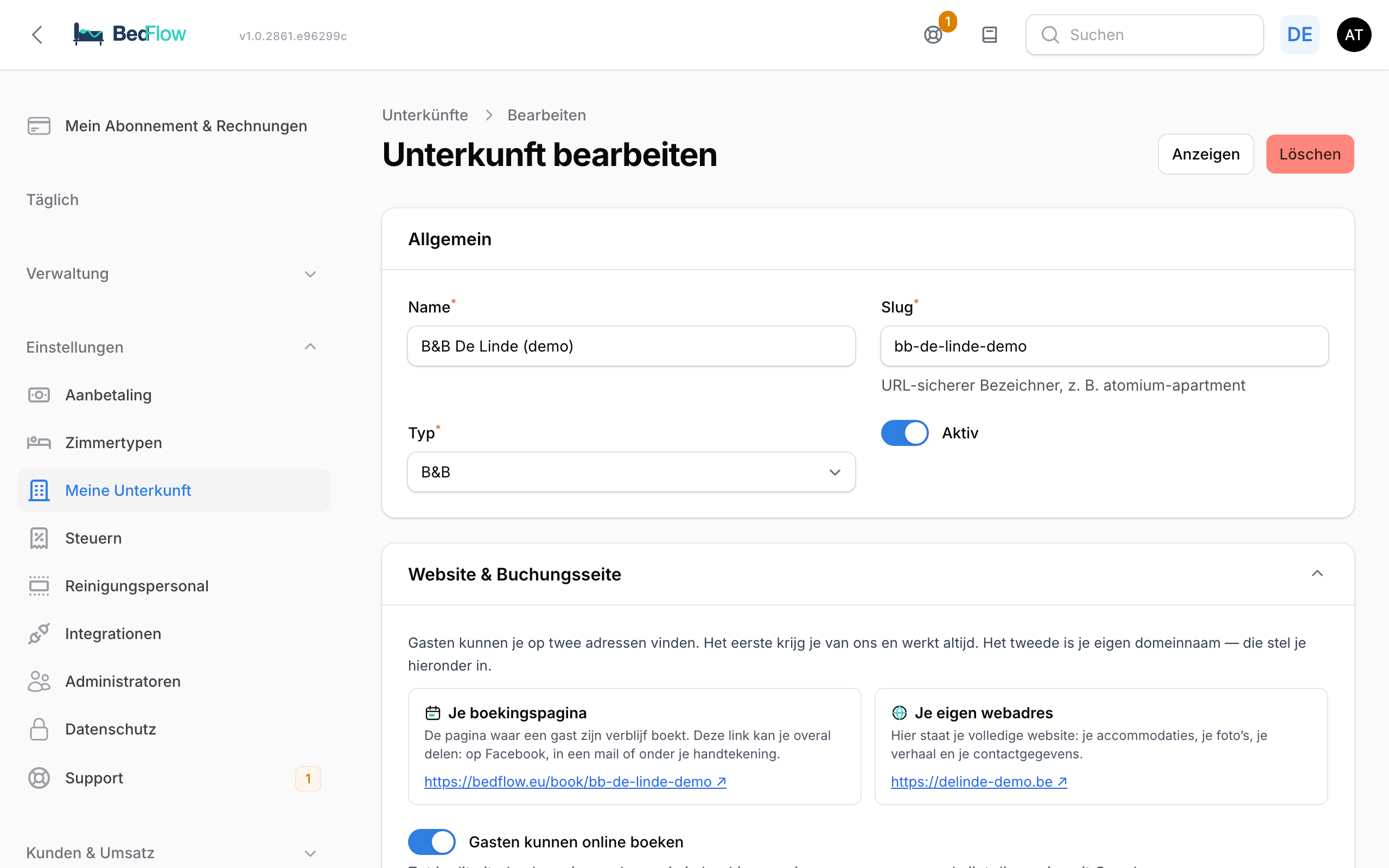 Meine Unterkunft mit den Abschnitten untereinander