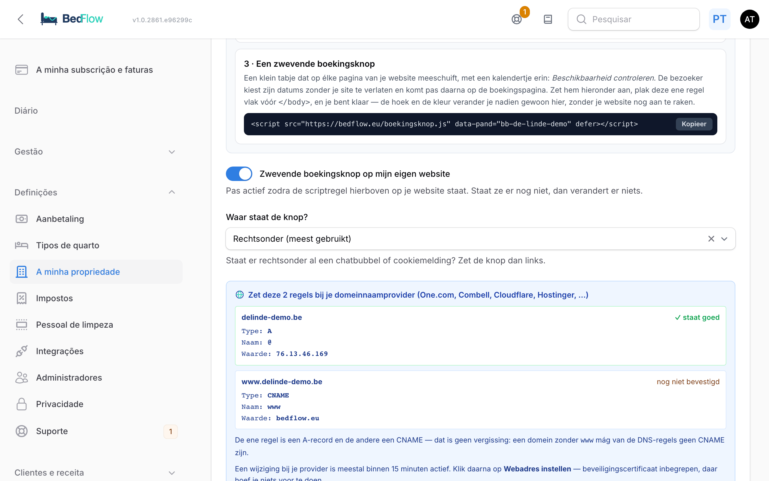 O botão flutuante "Verificar disponibilidade" com o painel para escolher as datas